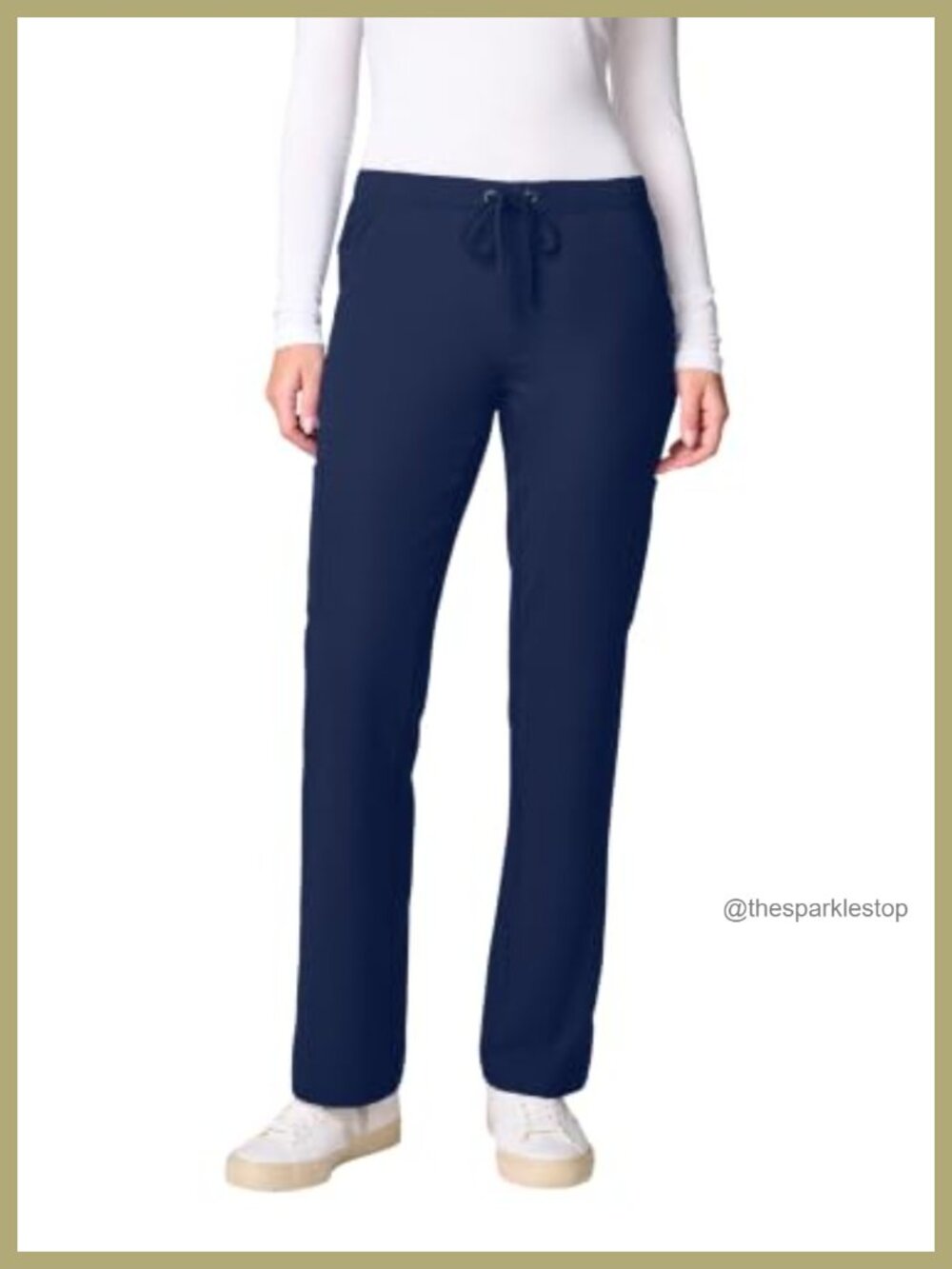 Wide Leg Scrub Pants Elastic Waist Straight Leg 6 Pockets Medical Workwear